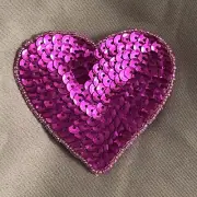Heart Patch - Pink Sequins (iron-on)