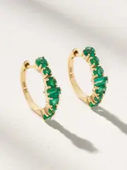 [Ileana Makri] Ileana Makri - 18-karat Gold Emerald Hoop Earrings - Green - One size One size Green