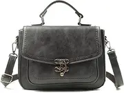 [Ynport] Vegan Leather Cross Body Bag Women Retro Ladies Handbag Stylish Messenger Satchel Purse Bag Vintage Top Handle Bags