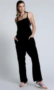Free People One Teaspoon Velvet Night Lover Jumpsuit Pockets Relax Black XS NWT