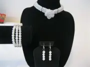 Snow Quartz Gem Stone three piece jewelry set