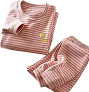 [Generic] Children's Velvet Set Warm Heating Autumn and Winter Pyjamas Children's Base Thickened Men's and Women's Home Long Preemie Outfits Girl (H, 9-10 Years)
