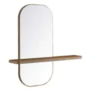 Modway Solstice Rectangular Modern Wood Mirror with Small Shelf in Walnut