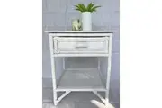 Breeze Lovina Natural Rattan One Drawer Bedside Table - Solid White