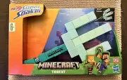 Nerf Super Soaker Minecraft Trident Water Blaster Pull Back/ Plunger Handle NEW