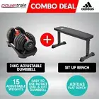 Powertrain 24kg Adjustable Dumbbell Weights w/ Adidas 10437 Exercise Bench
