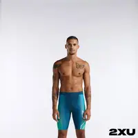 在飛比找momo購物網優惠-【2XU】男 Aero 9吋三鐵褲(藍綠/白)