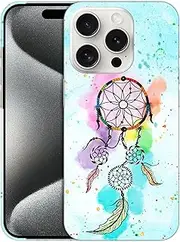 GlamCase for iPhone 15 Pro, iPhone 15 Pro Case - Watercolour Dream Catcher Design Printed Slim & Sleek Cute Plastic Hard Snap on Protective Designer Back Phone Case/Cover for iPhone 15 Pro