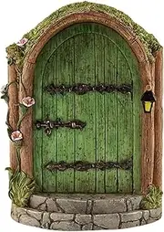 JJLFresheners Green Fairy Wooden Miniature Fairy Garden Doors Outdoor Mini Gnome House Accessories for Tree Trunk Ornaments