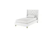 Vilania Tufted Fabric Bed Frame with Headboard - Off White - Single - Off White