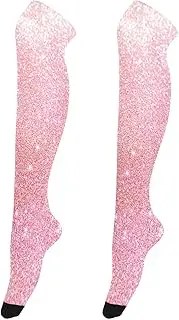 [Joitme] Pink Glitter Knee High Stockings, Soft and Lightweight, over the Knee Socks for Women, Pink Glitter