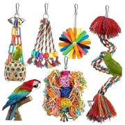 Bird Toys Bird Rope Perch with Bell Colorful Bird Chewing Shredding Foraging