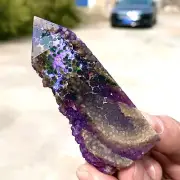 81G Natural grape agate obelisk quartz crystal tower for healing