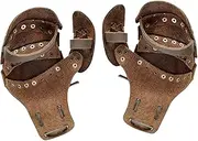 [Generic] Leather Bracers | Adjustable Buckles Medieval Clamshell Gauntlets Guard,Halloween Cosplay Costume Accessory Medieval Faux Leather Arm Knight Bracer Brown