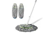 Hand Free Twist Mop Microfibre Head Touchless Wring 3 Reusable Heads