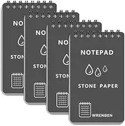 WRENBEN 4PCS Weatherproof Pocket Spiral Notebook 3"x5" with Stone Graph Paper and PVC Cover, All-Weather Notepad A7 Steno Pads for Outdoor Field Military Tactical Memo (Grey, 4 Pack)