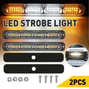 2PCS Amber / White 24LED Car Warning Truck Hazard Flash Strobe Light Bar
