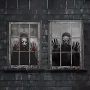 Halloween Ghost Screen Curtains 2 Pack Window Décor Scary Zombie Cover Polyester