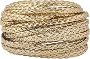 GORGECRAFT 5m Braided Leather Cord 5mm Gold PU Leather Rope 2mm Thick Flat Folded Imitation Leather String Thread for DIY Braiding Crafts Bracelet Anklets Choker Necklace Jewelry Making Supplies