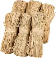 6PCS Natural Raffia Ribbon Raffia Grass Raffia Straw for Florist Bouquet Decor