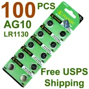 100 PCS LR1130 AG10 389A 1.5V 0%Hg Alkaline Button Cell Watch Battery