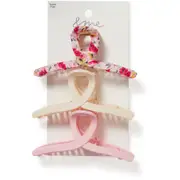 &me Women's Claw Clip 3 Pack - Pink & White