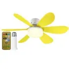 Ceiling Fan LED Lamp E27 Socket Fan Light Remote 52cm (Yellow Crystal Shell) HOT