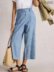 White Stuff Blue Cotton Teakie Stripe Trousers (H27547) | $159