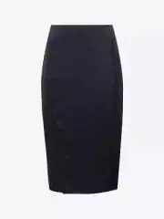 Theory Women's Navy Blue Crushed Satin Wrap Midi Skirt - Size 8 - BNWT RRP £290