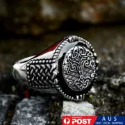 Man Retro Stainless Steel Life Tree Cool Style Vintage Biker Titanium Ring Gift
