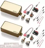 EMG 81X & 60AX GOLD ACTIVE HUMBUCKER GUITAR PICKUP SET SHORT SHAFT POTS & WIRING