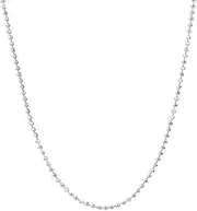 [JewelryWeb] 14k White Gold 1.15mm Sparkle Cut Bead Chain Necklace Lobster Lock Closure 46 Centimeters Chain-Necklace for Women and Men