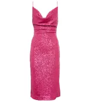 [Rebecca Vallance] Rebecca Vallance Missing Hours sequinned midi dress UK 14 pink