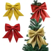 2Pack Large Red Gold Glitter Bow Christmas Tree Topper Wreath Bows Decorations