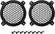 uxcell 2 Pcs 4inch Black Speaker Grill Mesh Plastic Woofer Guard Protector Dust Cover Black Decorative Circle Plastic Frame with Screws for Home Audio Car Speaker Replacement