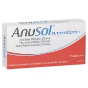 ANUSOL FOR HEMORRHOIDAL DISCOMFORT (12 SUPPOSITORIES)