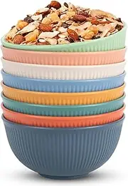 DXQCHDUO Unbreakable Bowls Set of 8,Lightweight Breakfast Cereal Bowls,Reusable and Sturdy Unbreakable Bowl for Soup,Colourful Salad Bowls,Dinner Bowl, Dessert Bowl Set for BBQ,Picnic