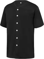 [YWIES] Mens Button Down Plain Baseball Jersey, Blank Softball Team Uniform, Hip Hop Hipster Short Sleeve Active Shirts