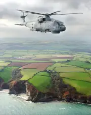 HM MK1 HELICOPTER OVER CORNISH COASTLINE 8x10 GLOSSY PHOTO PRINT