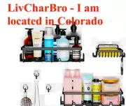 5 PIECES 2 Adhesive Shower Caddy Organizer Shelves 1 Soap Dish 3 Adhesive Hooks