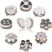 Generic 8 Pairs No-Snag Hijab Magnetic Pins | Multi-Use Premium Hijab Magnets | Rhinestones/Pearl Scarf Pin Buttons, Black, White, Faux Pearl Metal