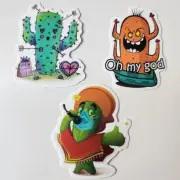 UNIQUE Cacti Sticker LOT of 3 Love Cactus, Singing Cactus, Snarky Cactus