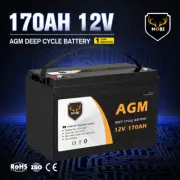 MOBI 170Ah 12V AGM Deep Cycle Battery Marine Sealed Power Portable Box Solar