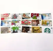 STARBUCKS 15 Pieces Gift Cards Used Sirens Flamingo Braille Snowman X-Mas Trees