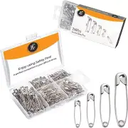 250 Pack Safety Pins by Luxurecourt, 4 Assorted Sizes of Durable, Silver Small