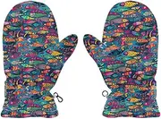 [Joisal] Colorful Fish Pattern Kid Winter Gloves Toddler, Little Kids Thermal Gloves, Soft and Warm, Childrens Gloves Age 4, Small, Colorful Fish Pattern 3