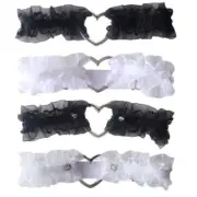 Women Lace Leg Garter - Metal Heart Thigh Ring Stretchy Wedding Leg Belt Harness