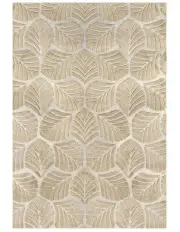 [Marlow] Soft Polyester Carpet Non Slip Plush Shaggy Rugs Leaf Pattern Floor Rug in Gold