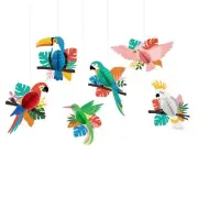 Tropicals Party Decorations Bird Honeycombs Parrot Paper Cutouts Hangings Decors