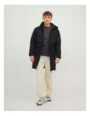 [Jack & Jones] Jorvesterbro Long Puffer Jacket in Black